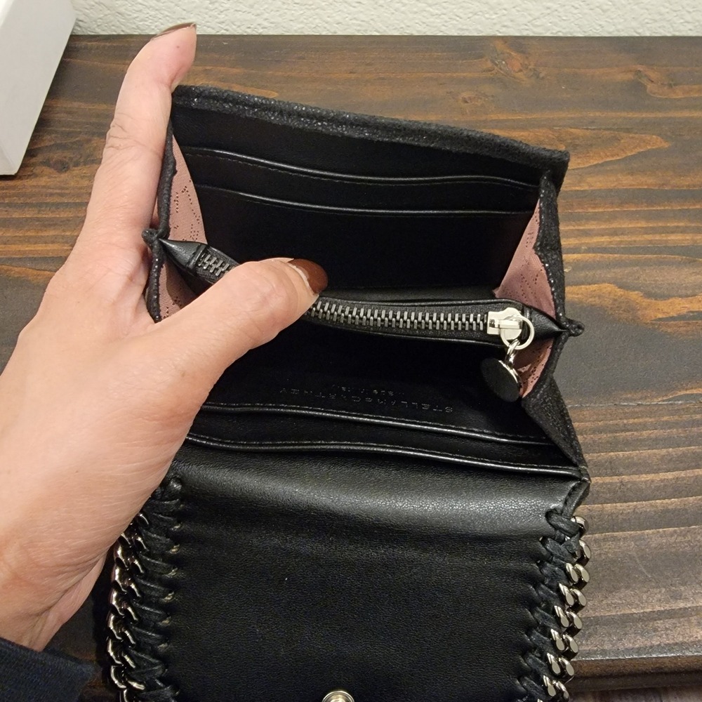 Stella McCartney Black Falabella Chain Mini Wallet With Box Made in Italy - Picture 6 of 15